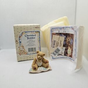 New Cherished Teddies Figurine baby girl bear quilt cuddle nursery shower gift p